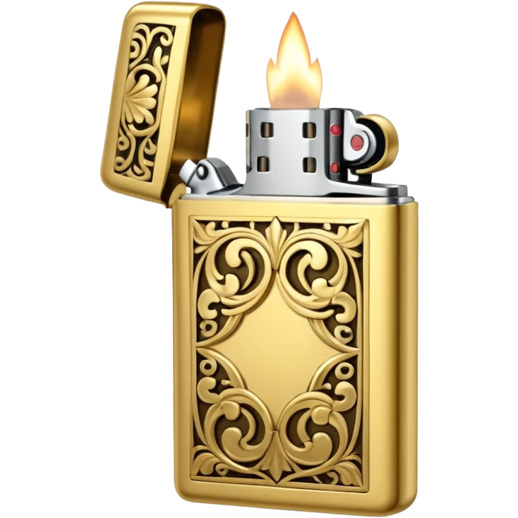 Vintage gold lighter from the Lighter and Princess drama, cinematic lighting, hyper-realistic emoji