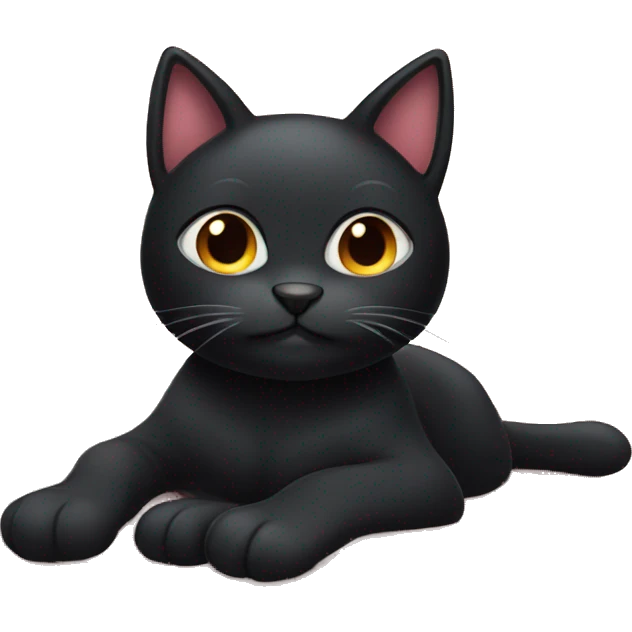 Cute black cat laying on a blanket emoji