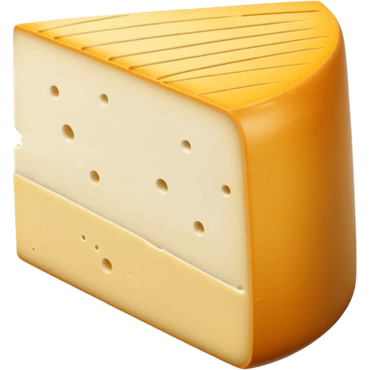 wedge of Morbier cheese with pale yellow semi-soft interior divided by thin horizontal line of vegetable ash, smooth elastic texture, slightly glossy surface, natural beige rind, dark ash stripe visible across center, soft lighting, subtle shadows, emoji scale emoji
