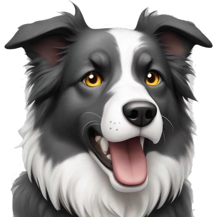 big and angry, gray and white, border collie emoji