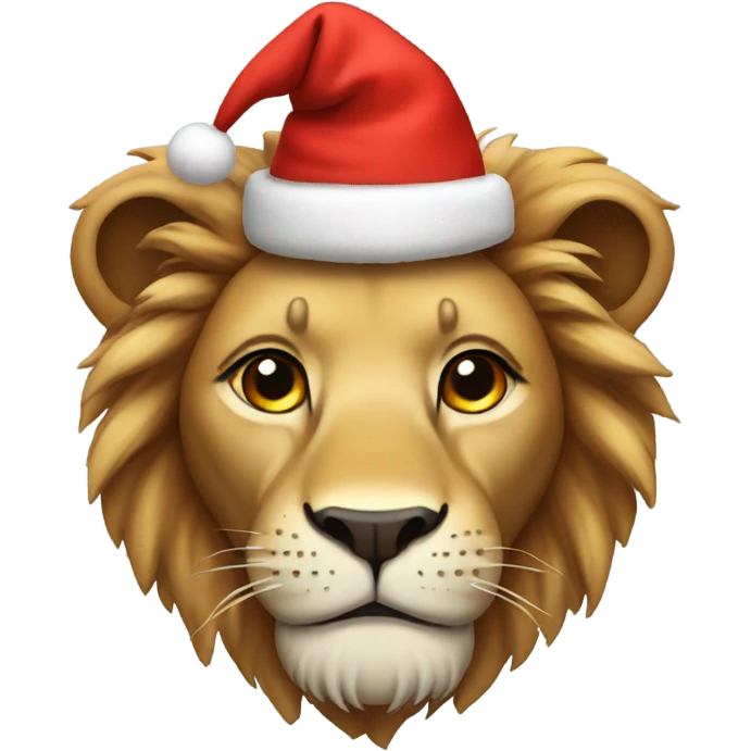 Lion wearing Christmas hat  emoji