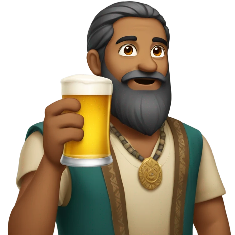 Indian with beard drinking beer emoji