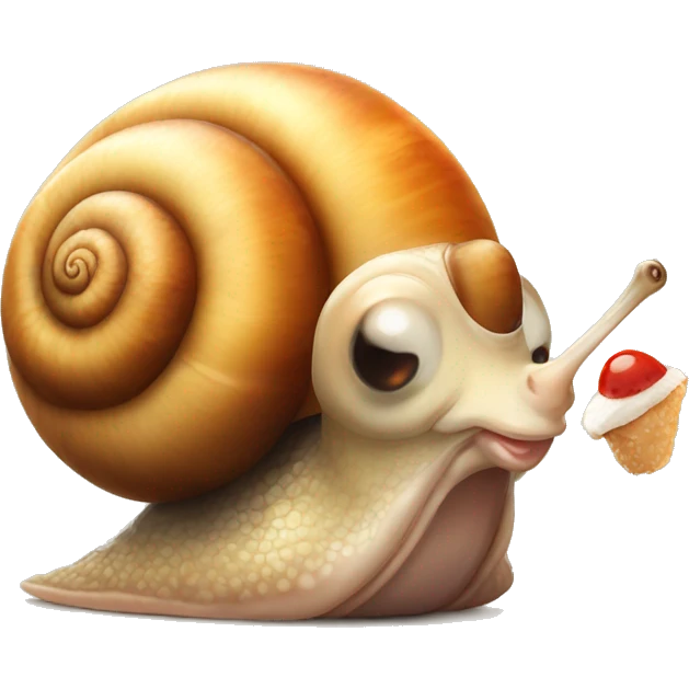 Cute snail eating chicken emoji