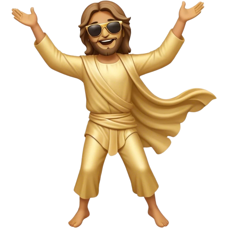 dancing figure of rejoicing Jesus with  sunglases golden  emoji