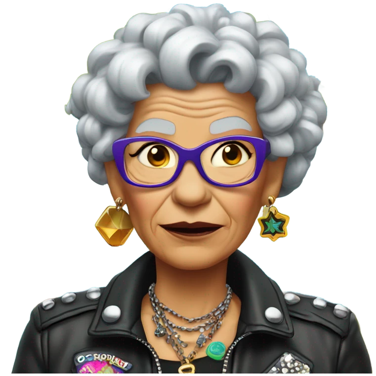 punk old woman in tropical paradise emoji