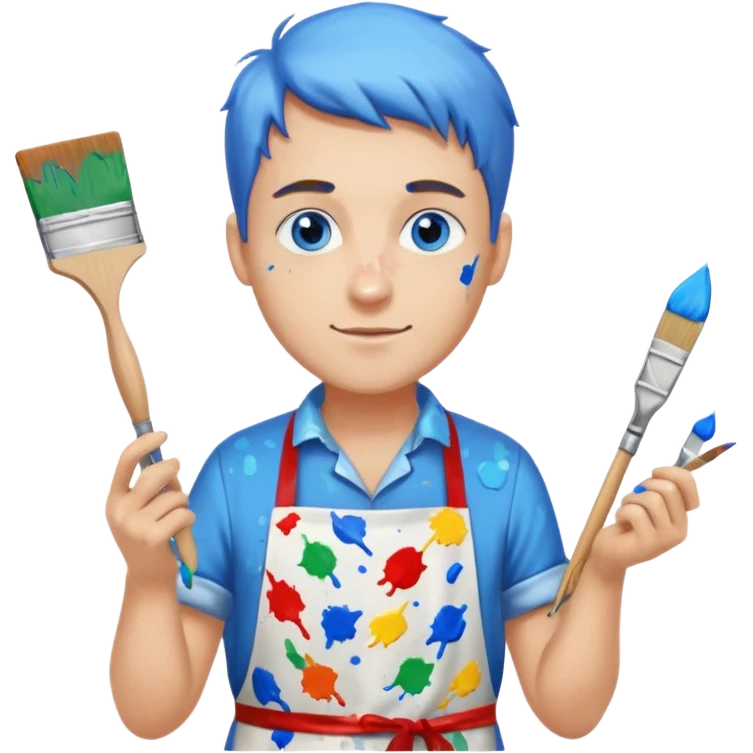 hold men blue eyes, apron painting scarf emoji