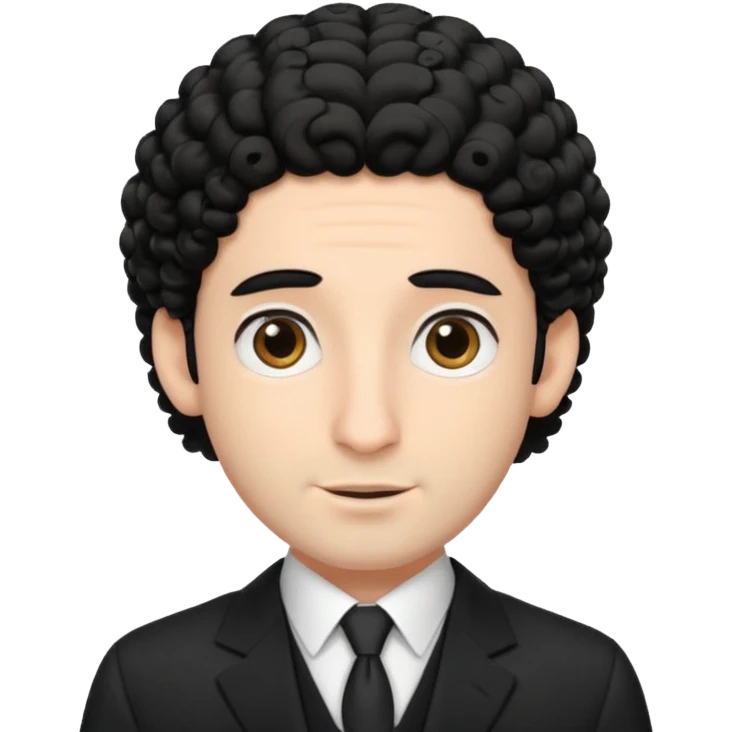 jewish man with a black kippah, black hair, large nose, wearing a black suit with a white shirt, and has curls/peyot hairstyle emoji