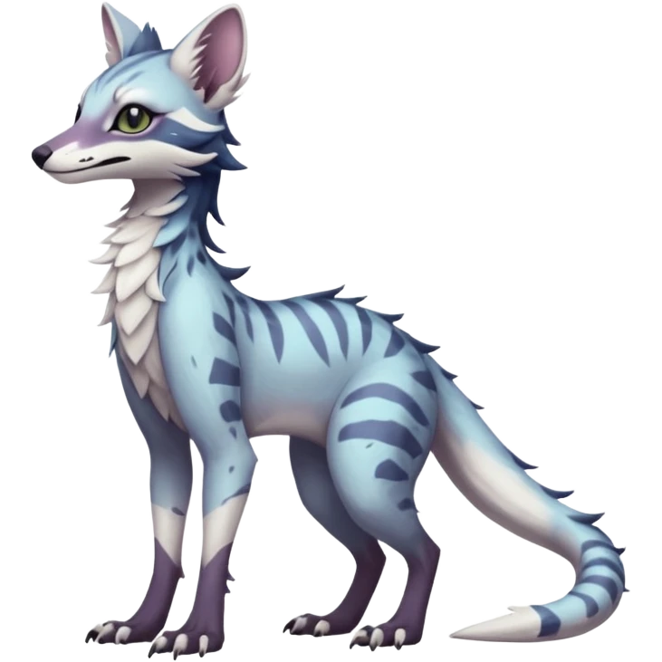 Feral Rare Fantasy dark pastel-white-gradients Vernid-Sergal-Genet-species by LiLaiRa, random markings, tufted ears, full body, 4 legs emoji