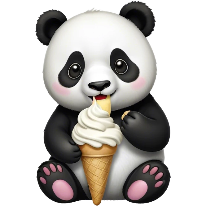 Panda eating ice cream emoji