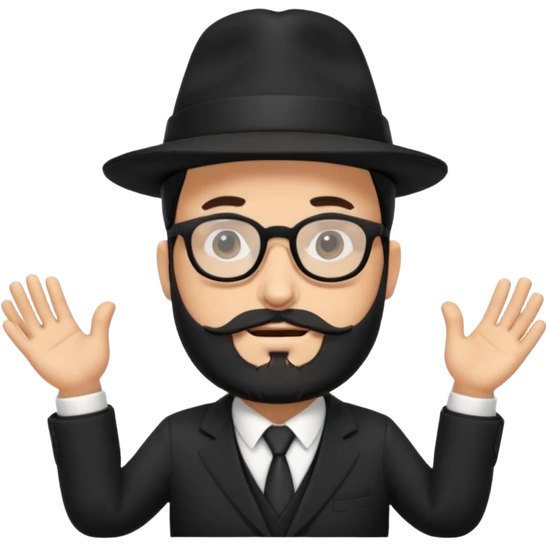 rabbi with a black hat, glasses, and blackish beard, flying to israel emoji