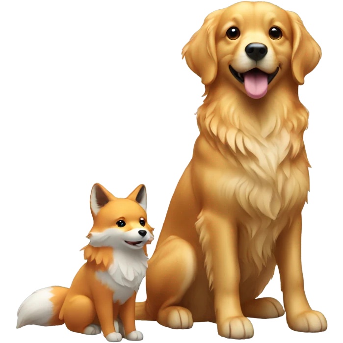 golden retriever with a fox toy emoji