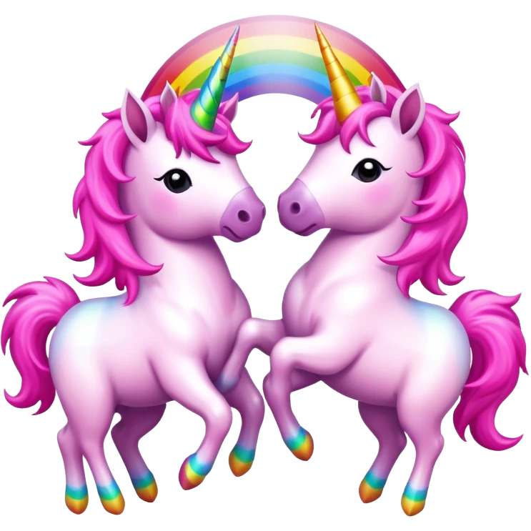Pink fluffy unicorns dancing on rainbows emoji
