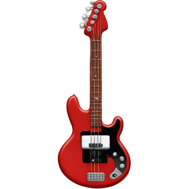 Red bass guitar with black star in the middle  emoji