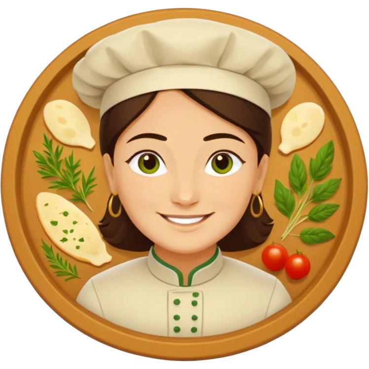 Georgian cuisine avatar in bright emoji-style illustration. Khachapuri and herbs, rich golden and green colors, simple shapes, flat design, strong character. emoji