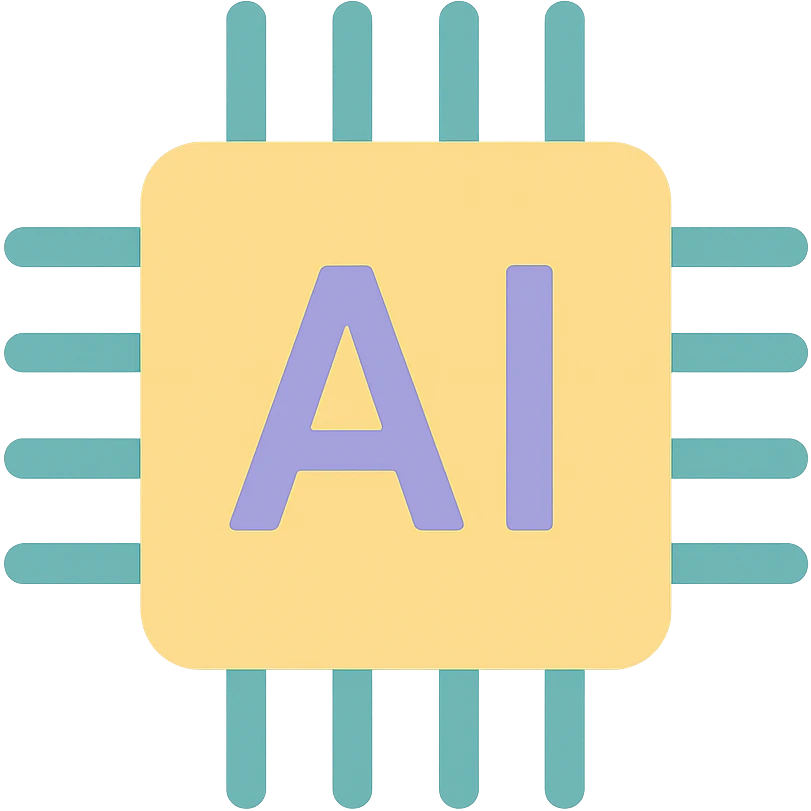 colorful flat icon of AI chip, technology AI emoji