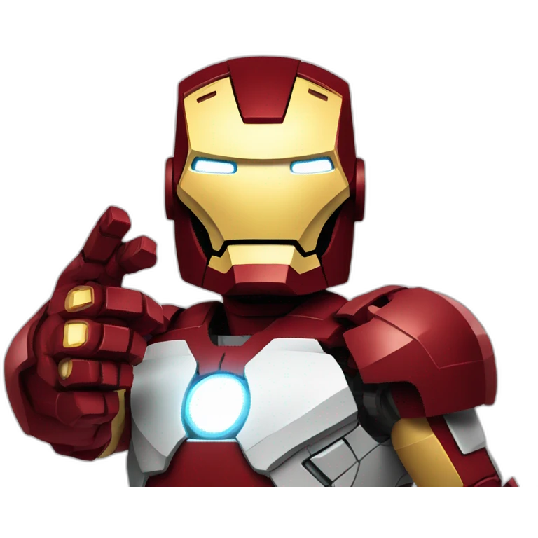 iron man in pixel art showing the finger emoji
