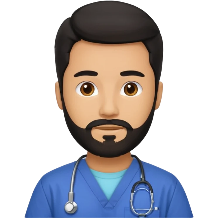 male with a scrubs and blanck hair and tan skin and beard emoji