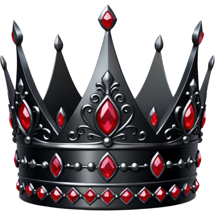black gothic crown with red glittery rubes  emoji