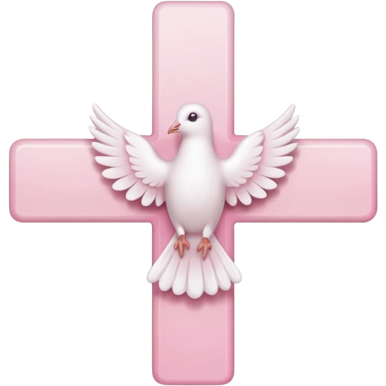 Pink and white simple cross with a dove at the corner  emoji