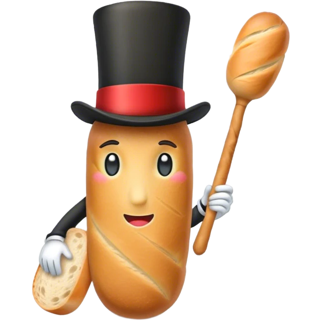 Baguette wearing top hat emoji