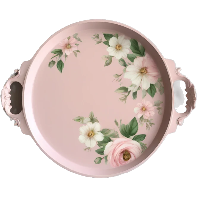 Light pink floral serving tray with handles, shabby chic style emoji