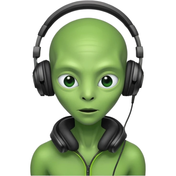 headphone wearing alien emoji