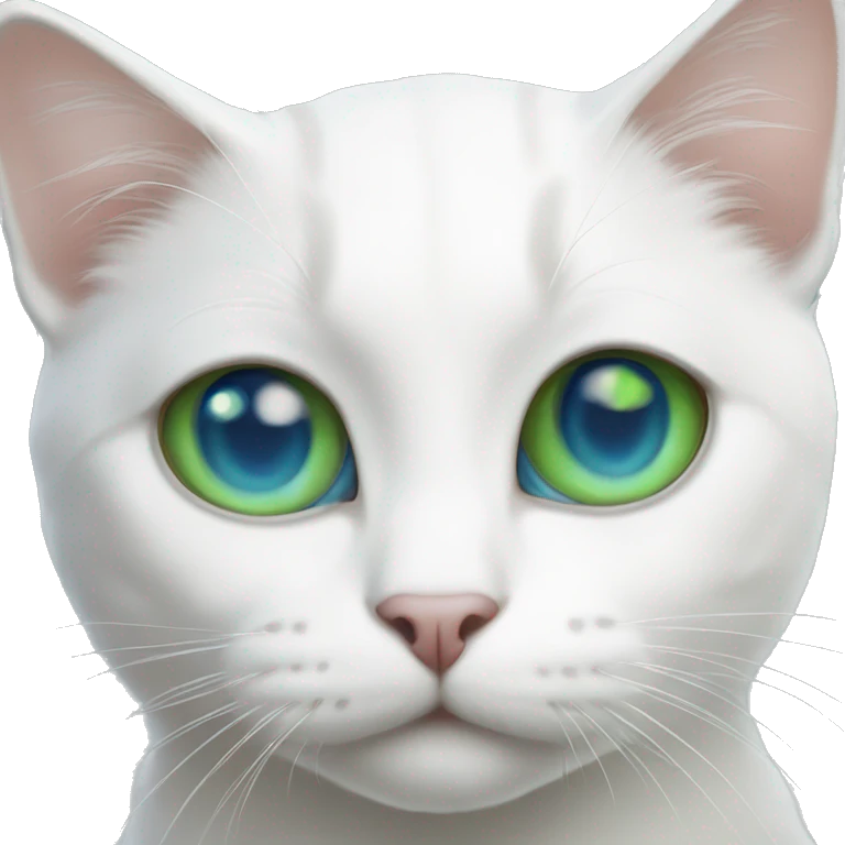 White cat with blue And green heterochromia emoji