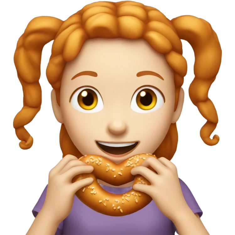 ginger girl eating pretzel  emoji