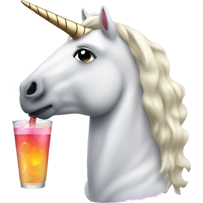 Unicorn with a drink emoji