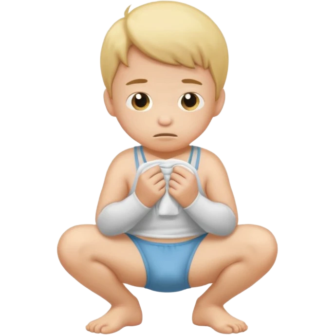A kid squatting down pooping on his underwear emoji