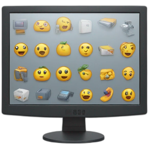 monitor screen with 3d graphics emoji
