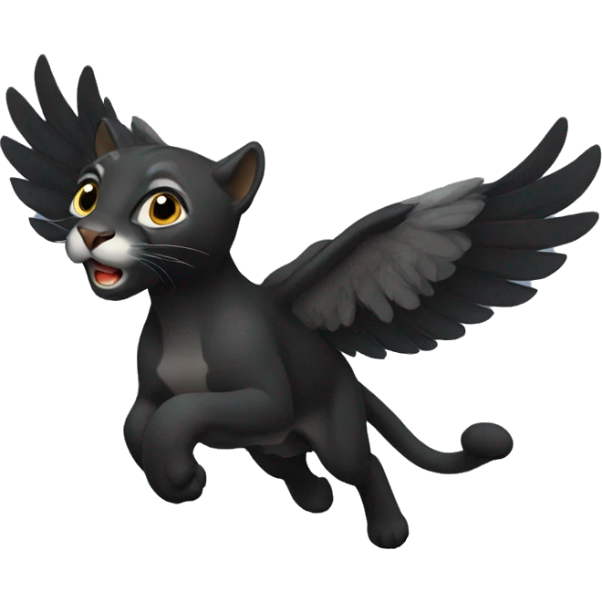 winged black puma flying emoji