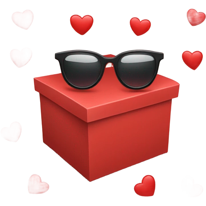 smart box with glasses on a big red heart emoji