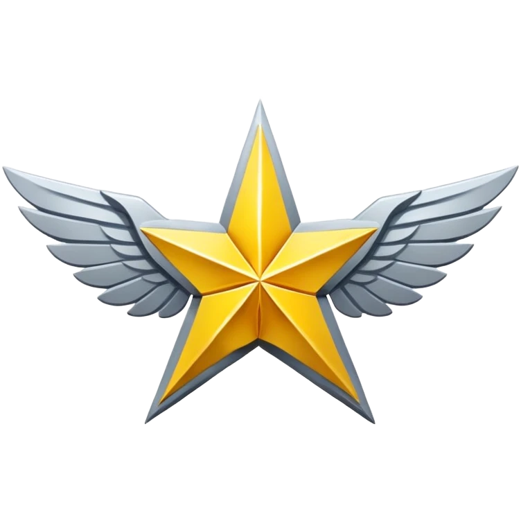 An eight-pointed star with wide wings, colored yellow, featuring a simple mountain silhouette in the center emoji