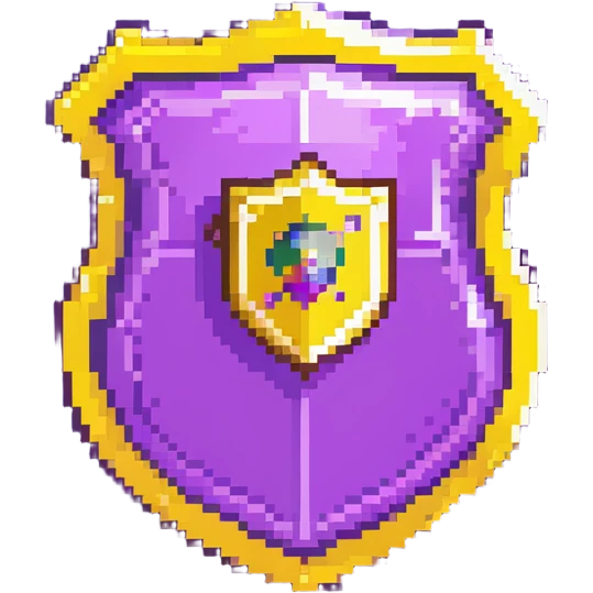 purple magical code shield with developer tools and aura emoji
