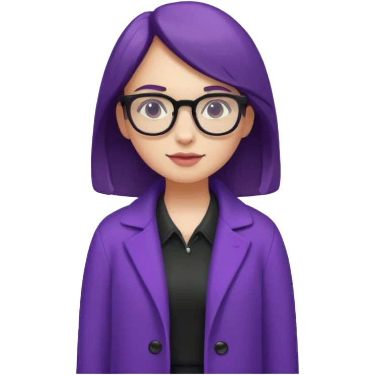 A girl wearing purple coat with shorts and glasses emoji