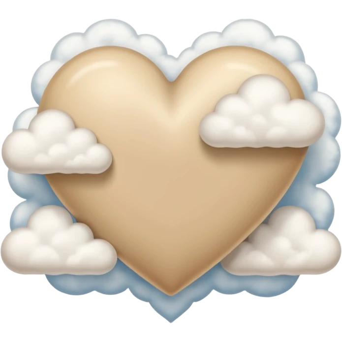 Soft beige heart with clouds underneath it emoji