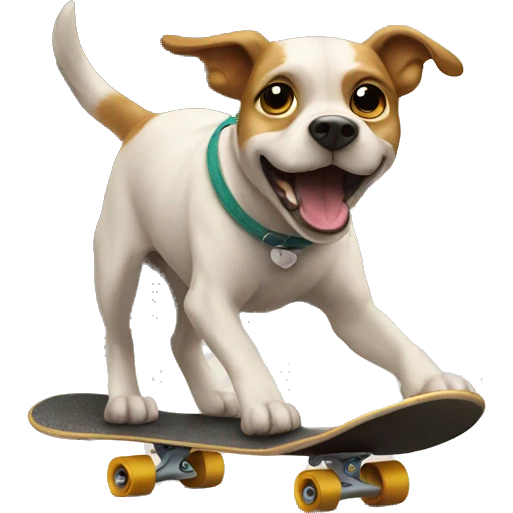 Dog riding a skate board emoji