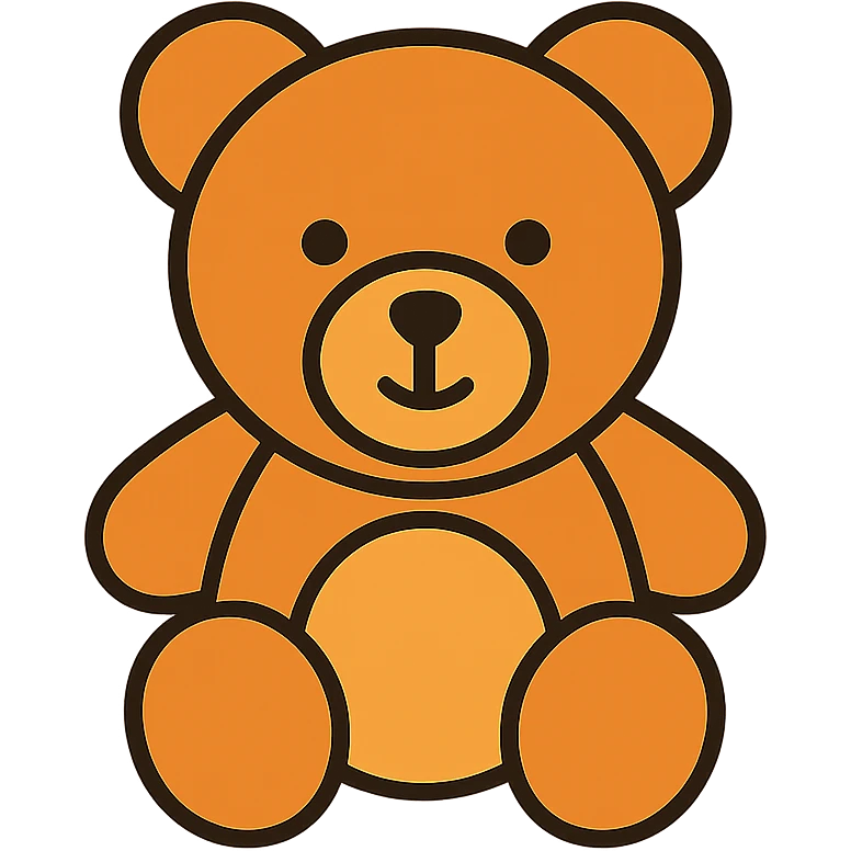 simple and cute teddy bear icon, rounded shapes, minimal details, modern icon style emoji