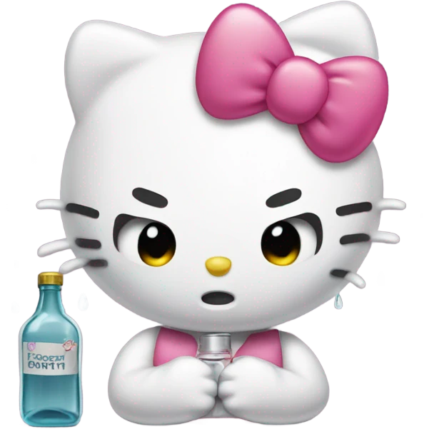 Hello kitty sobbing tears with alcohol hello kitty emoji