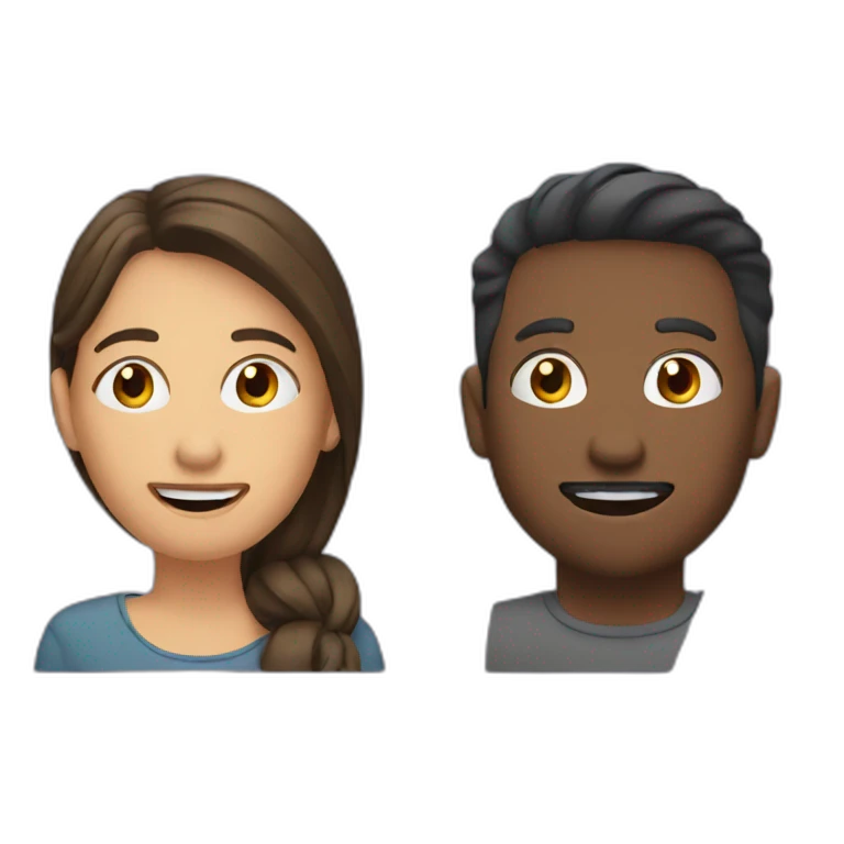 two people talking in a podcast show emoji