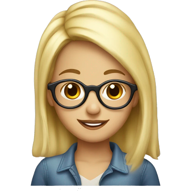 pretty blonde girl with glasses and a birthday hat emoji