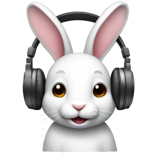 rabbit in headphones, enjoying music emoji