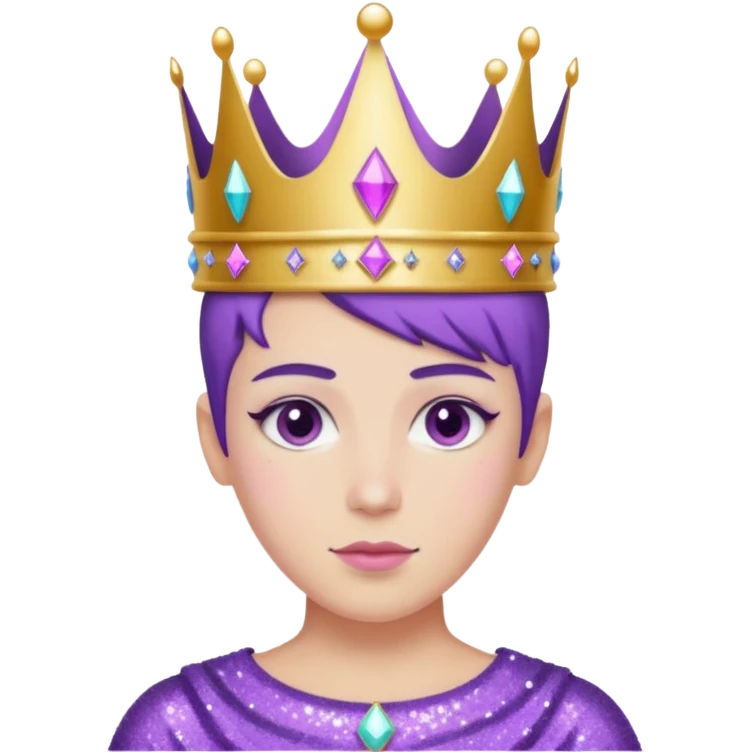 purple non-binary people glitter crown emoji