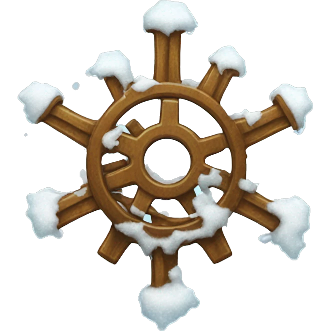 gear covered in snow with icicles emoji