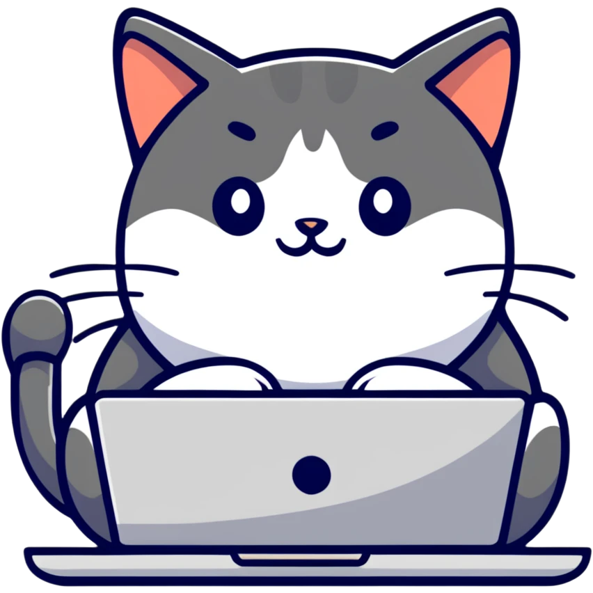 Кот за ноутбуком emoji