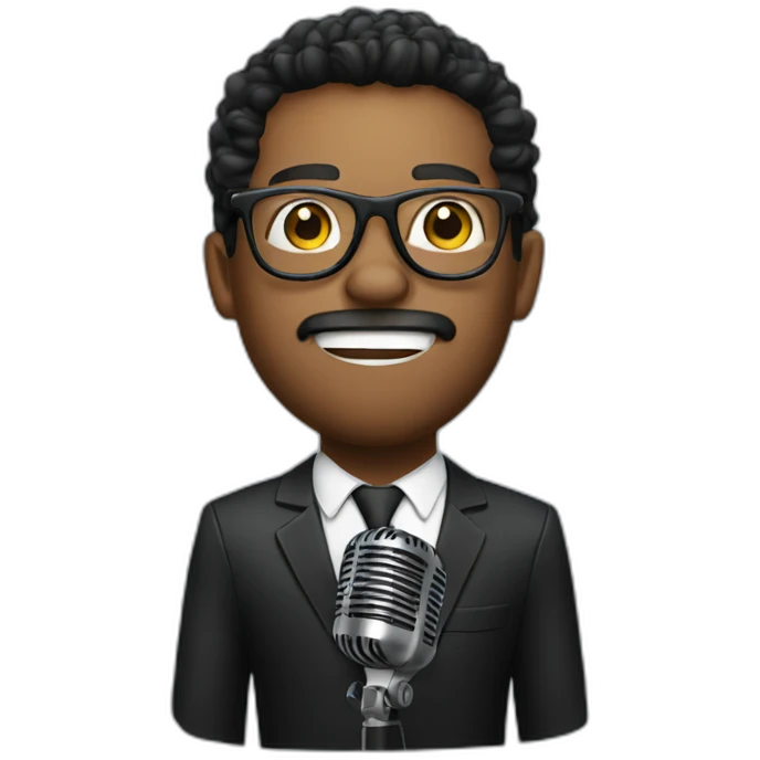 Vocalist with glasses and microphone emoji
