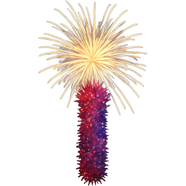 Fireworks in the shape of an L emoji