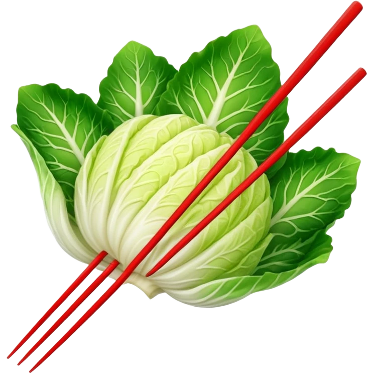 napa cabbage with chopsticks vivid bright red color emoji