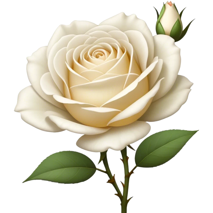 single White Tea Rose, straight stem emoji